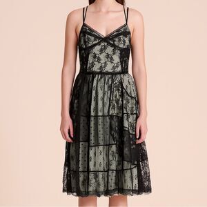 Kimchi Blue Black and Green Lace Midi Tea Dress
